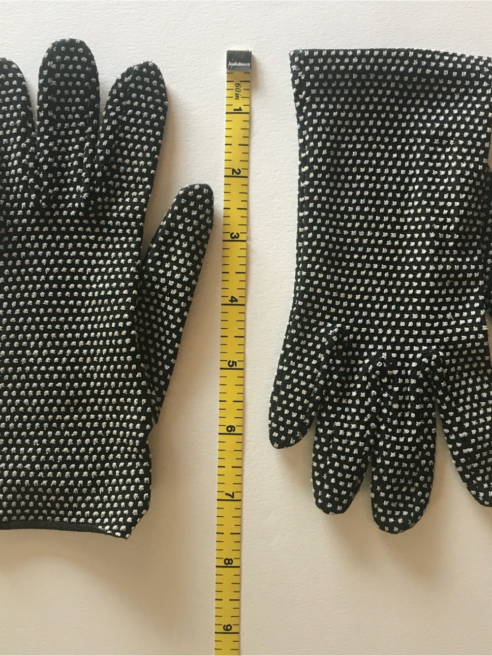 Gloves Short Black Polka Dot Vintage